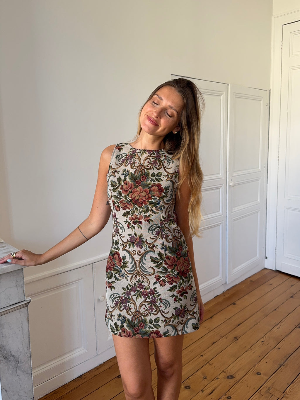 Robe dos nu upcyclée à fleurs