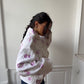 Veste upcyclée matelassée blanche à fleurs violettes