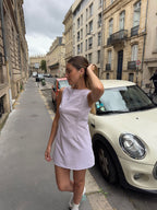 Robe dos nu upcyclée lilas pastel