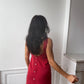 Robe upcyclée dos nu rouge
