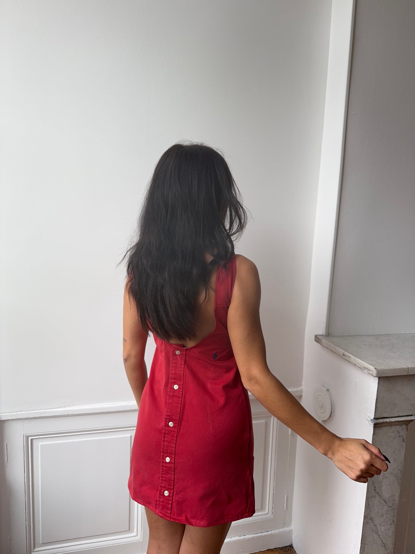 Robe upcyclée dos nu rouge