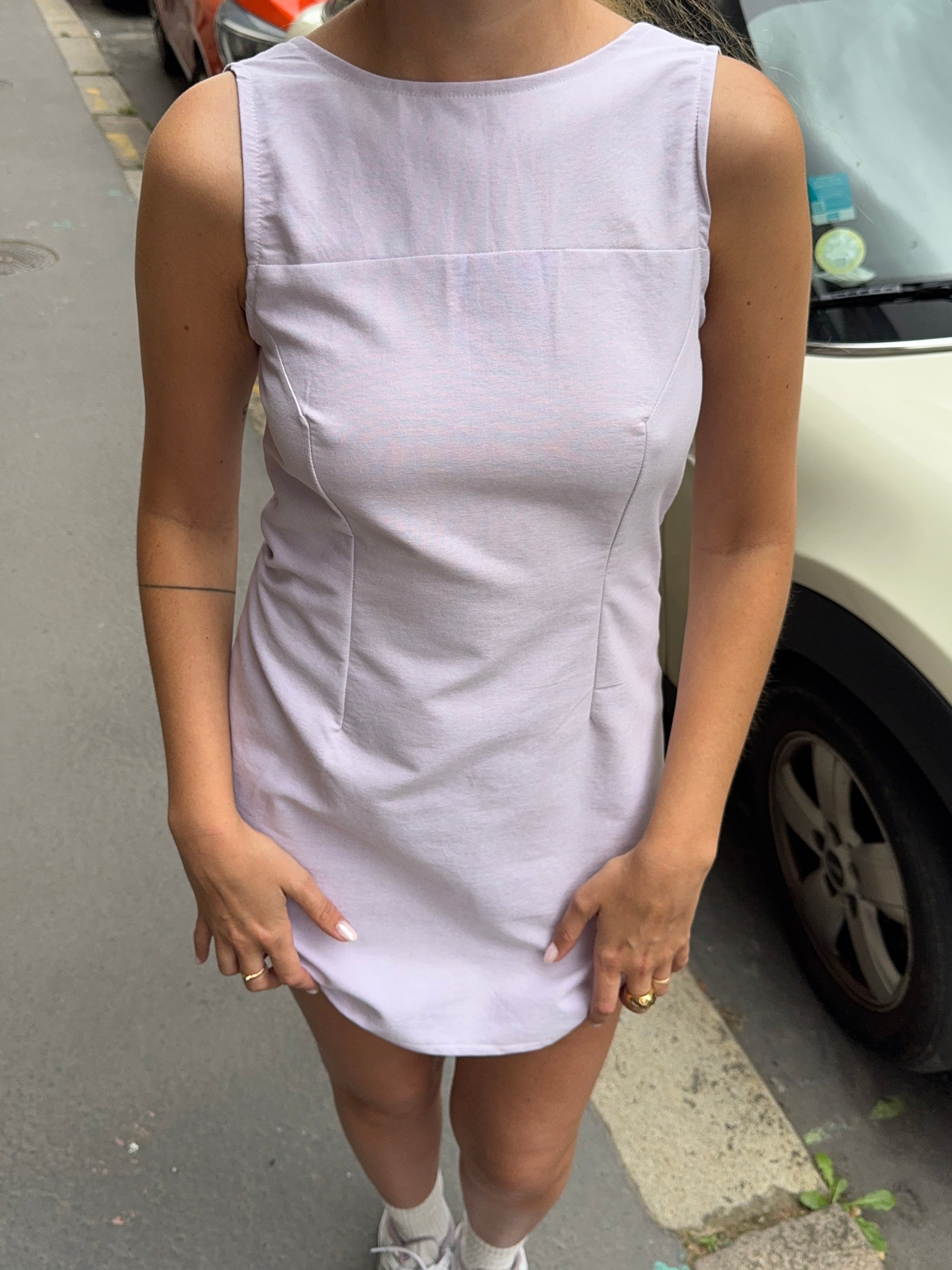 Robe dos nu upcyclée lilas pastel