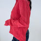 Chemise upcyclée dos nu lin rouge