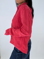 Chemise upcyclée dos nu lin rouge