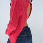 Chemise upcyclée dos nu lin rouge
