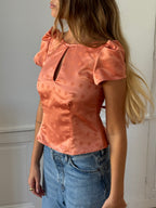 Gold satin upcycled backless top - XS