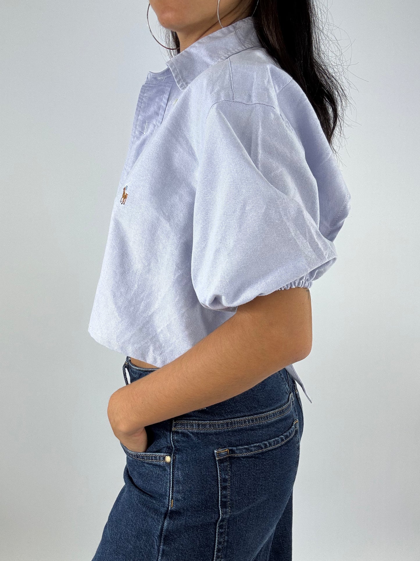 Chemise upcyclée dos nu oxford