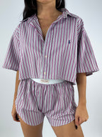 Ensemble upcyclé à rayures