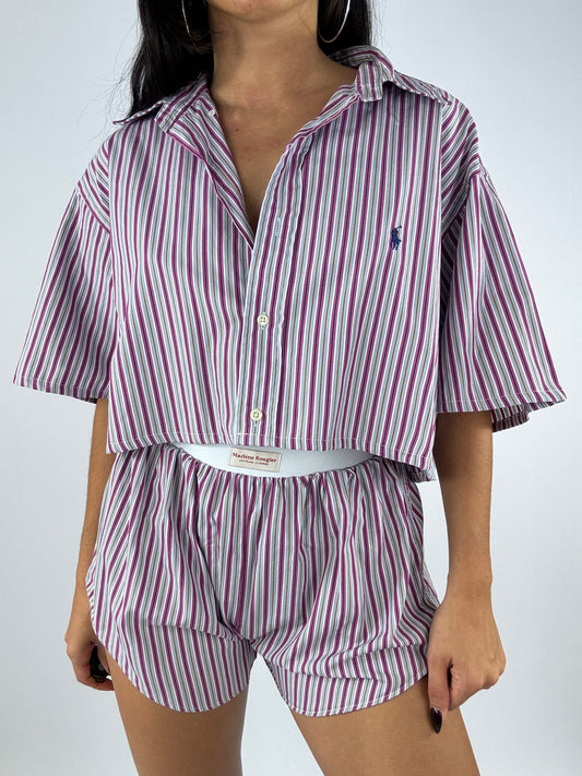Ensemble upcyclé à rayures