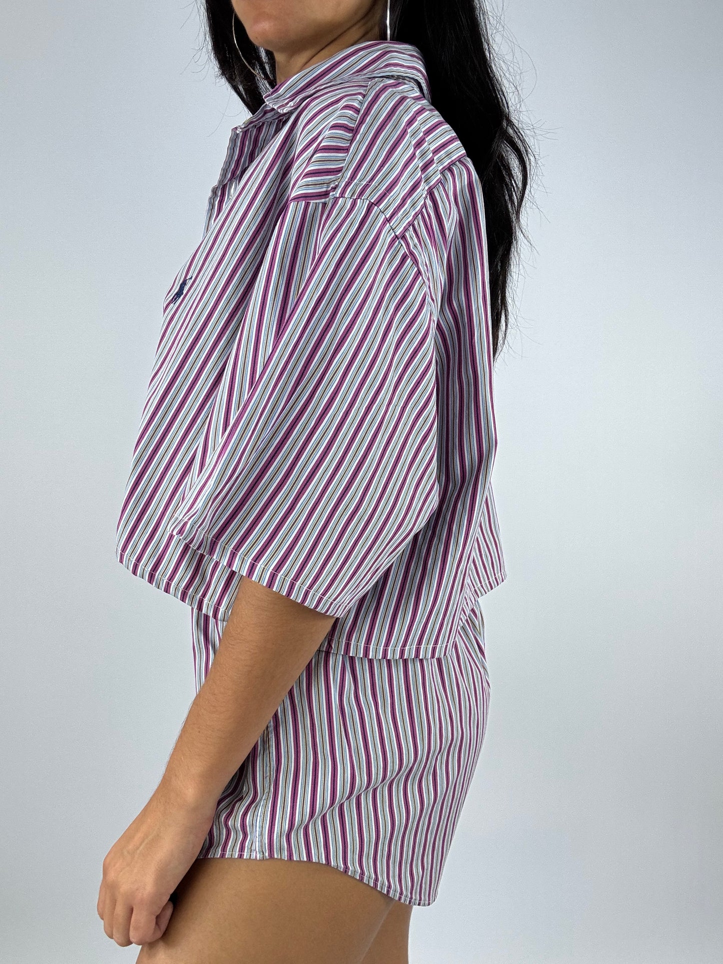 Ensemble upcyclé à rayures