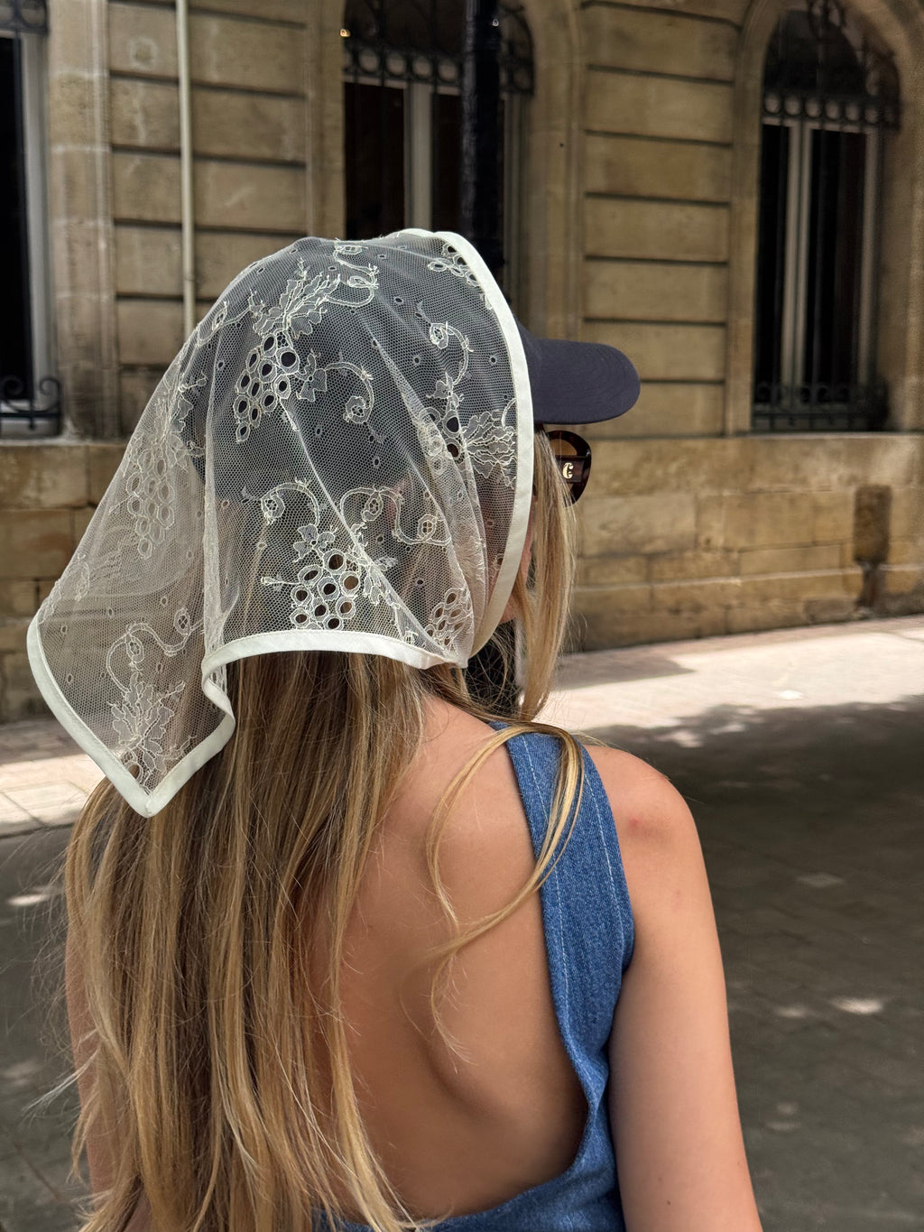 Foulard dentelle écrue