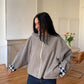 Veste laine taupe vichy bleu