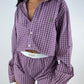 Ensemble upcyclé violet à carreaux