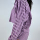 Ensemble upcyclé violet à carreaux