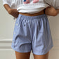 Caleçon short upcyclé à petits carreaux bleus