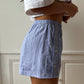 Caleçon short upcyclé à petits carreaux bleus