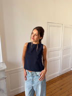 Top dos nu upcyclé marine - L