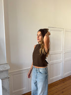 Top dos nu upcyclé chocolat - S