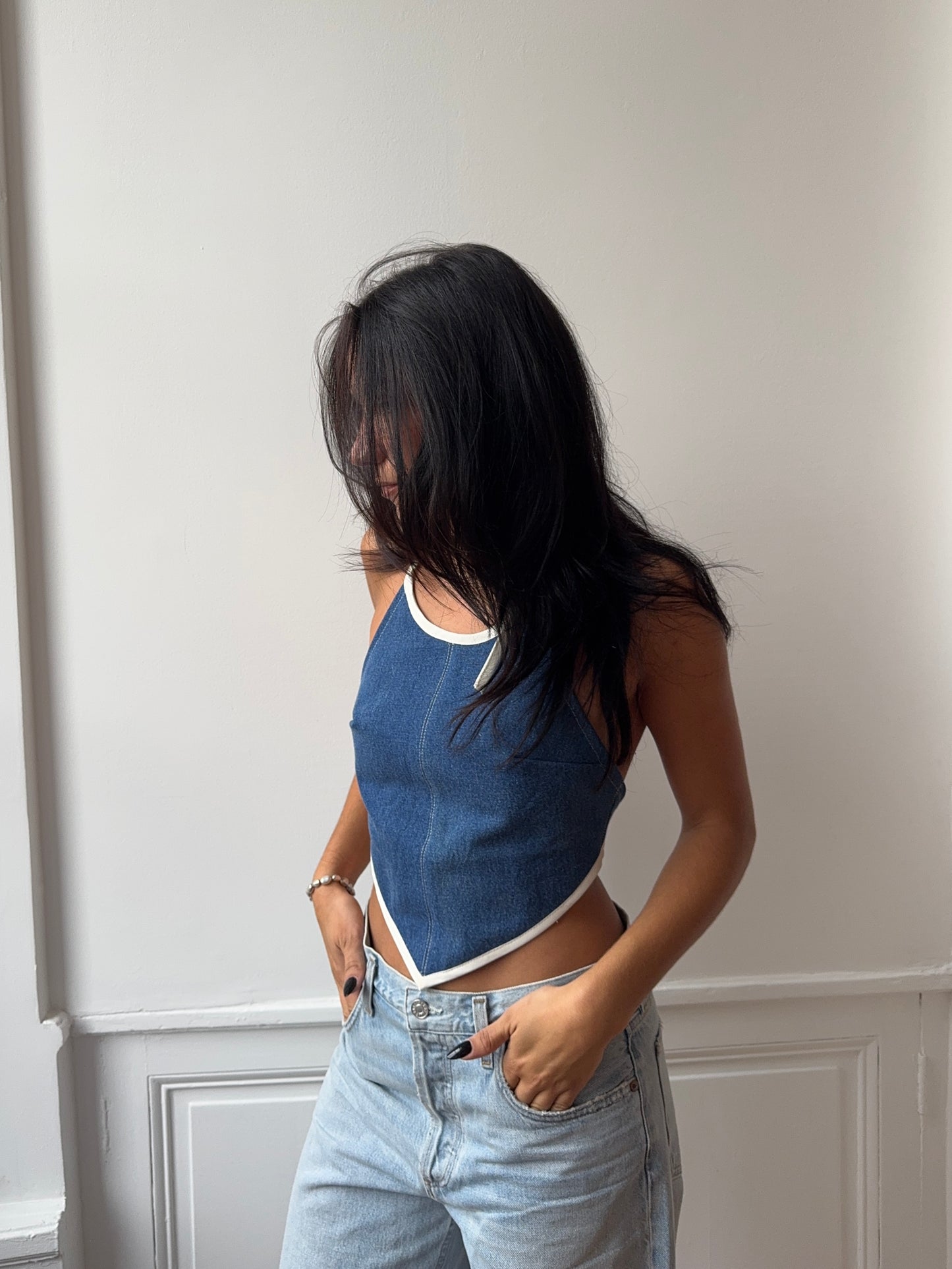 Top upcyclé denim