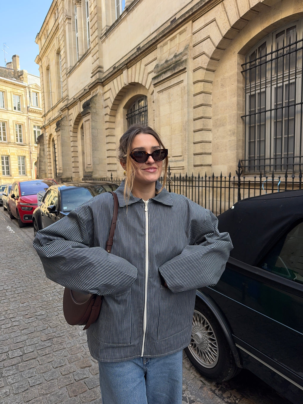 Veste denim mixte à rayures