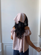 Blouse upcyclée à carreaux + foulard & chouchou