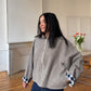 Veste laine taupe vichy bleu