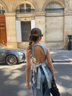 Top upcyclé dos nu denim clair