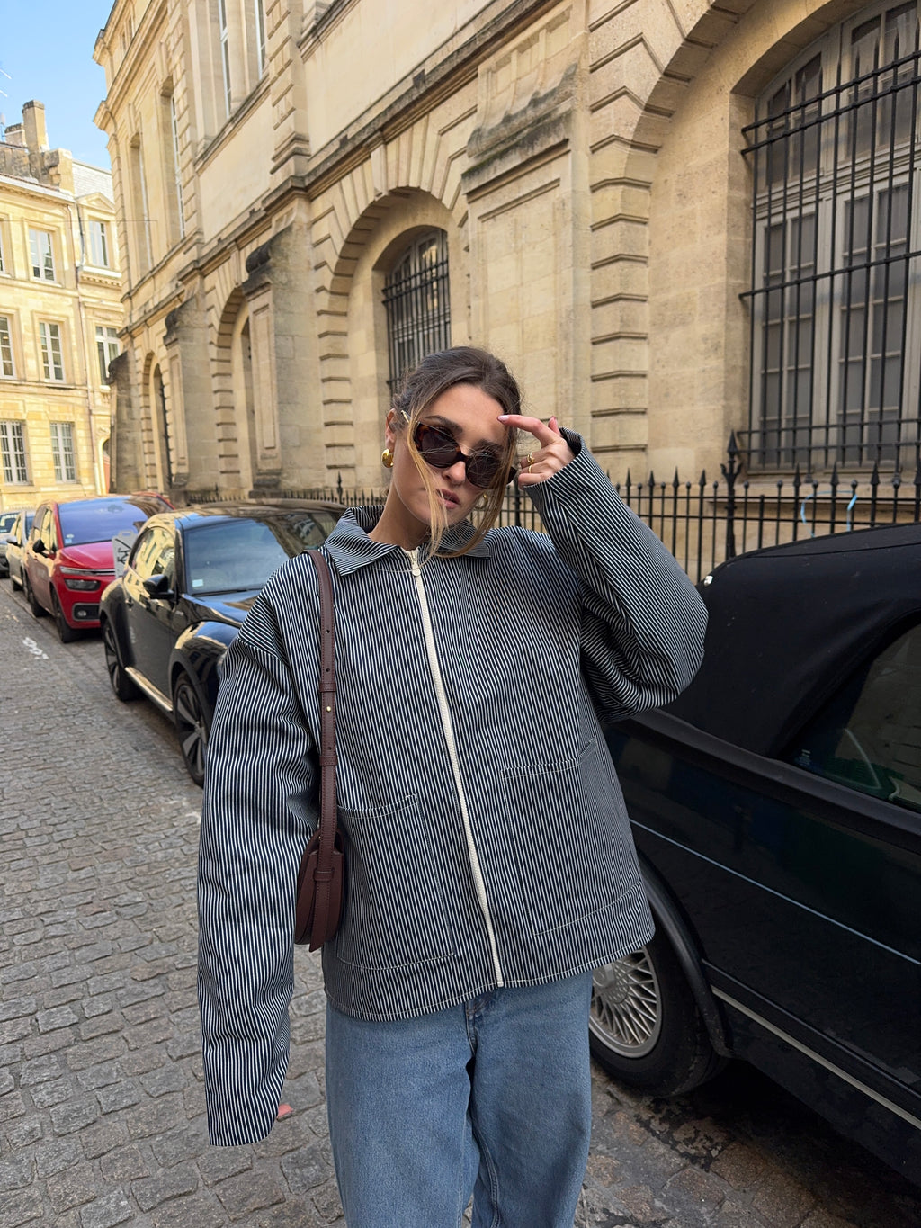 Veste denim mixte à rayures