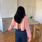 Chemise upcyclée dos nu V vichy