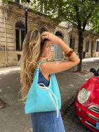 Sac upcyclé turquoise