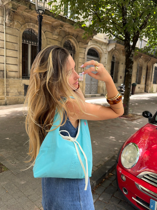 Sac upcyclé turquoise