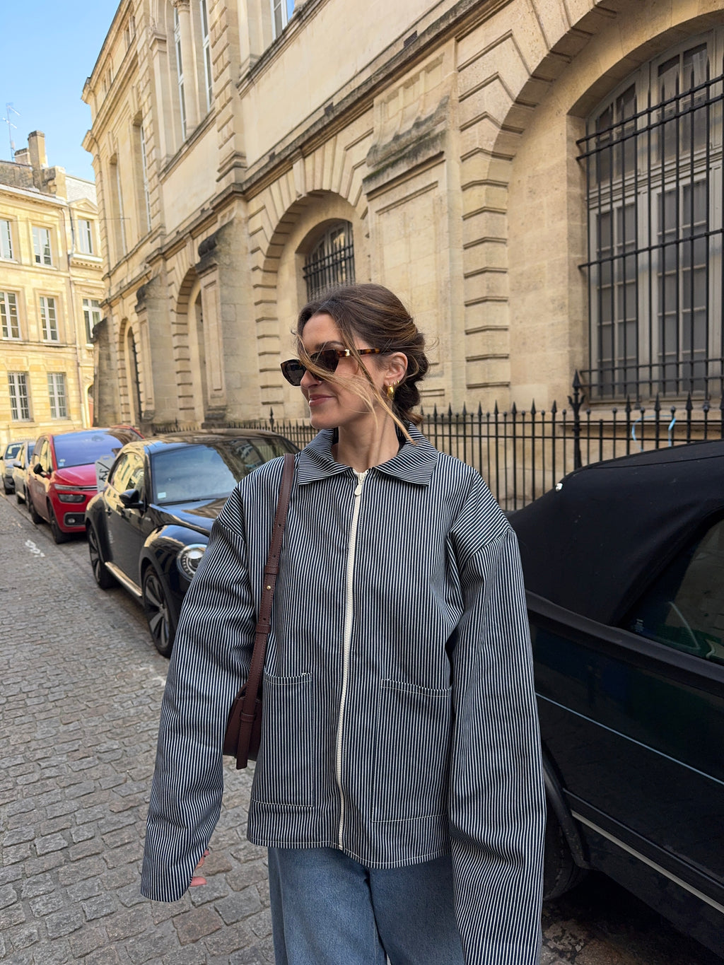 Veste denim mixte à rayures