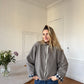 Veste laine taupe vichy bleu