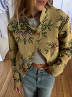 Veste courte upcyclée à fleurs