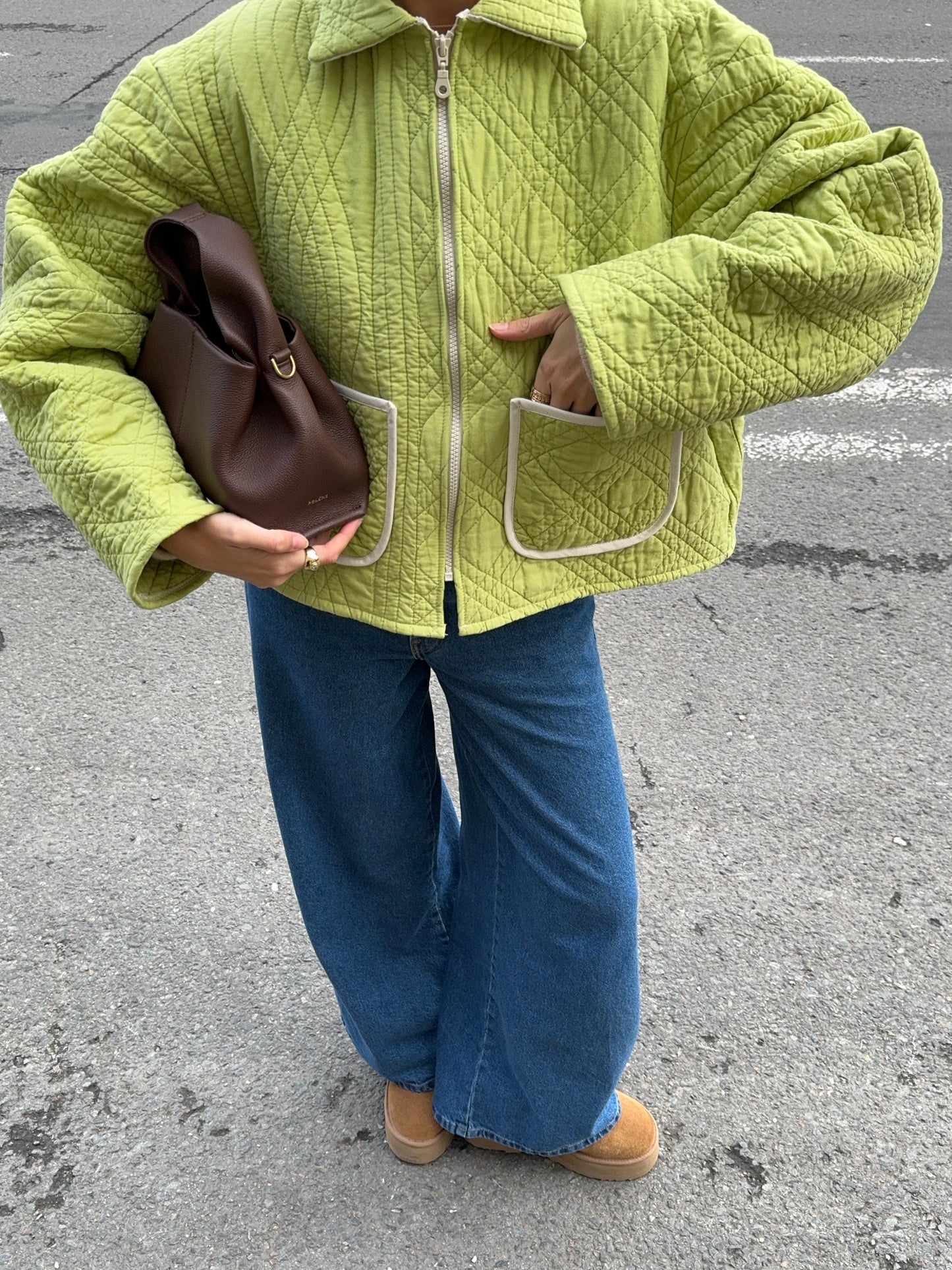 Veste upcyclée matelassée verte