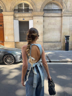 Top upcyclé dos nu denim clair