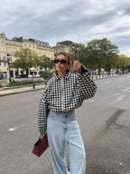 Bomber laine vichy noir et blanc