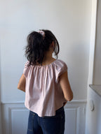 Blouse upcyclée à carreaux + foulard & chouchou