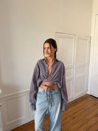 Chemise upcyclée dos nu à carreaux - S/M