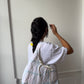Sac upcyclé matelassé blanc à motifs