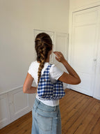 Sac upcyclé vichy et perles
