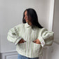 Veste upcyclée matelassée vert clair et motifs