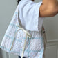 Sac upcyclé matelassé blanc à motifs