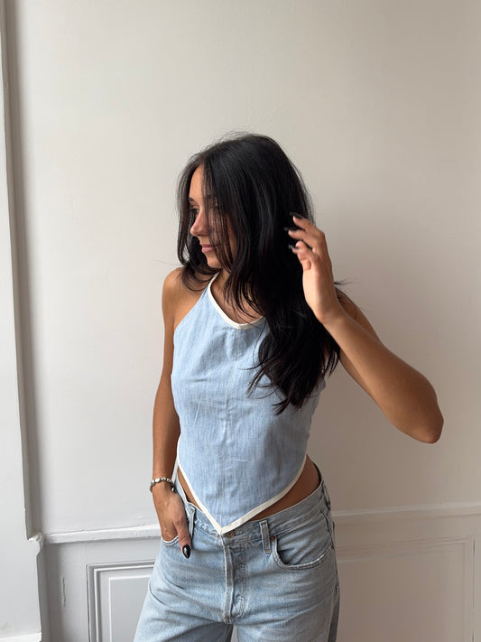 Top upcyclé denim