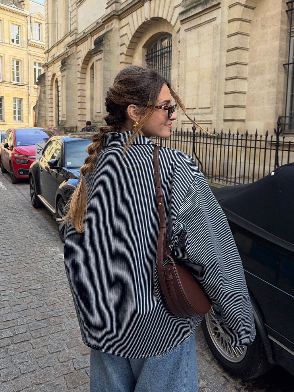 Veste denim mixte à rayures