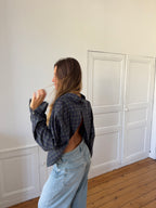 Chemise upcyclée dos nu à carreaux - S/M