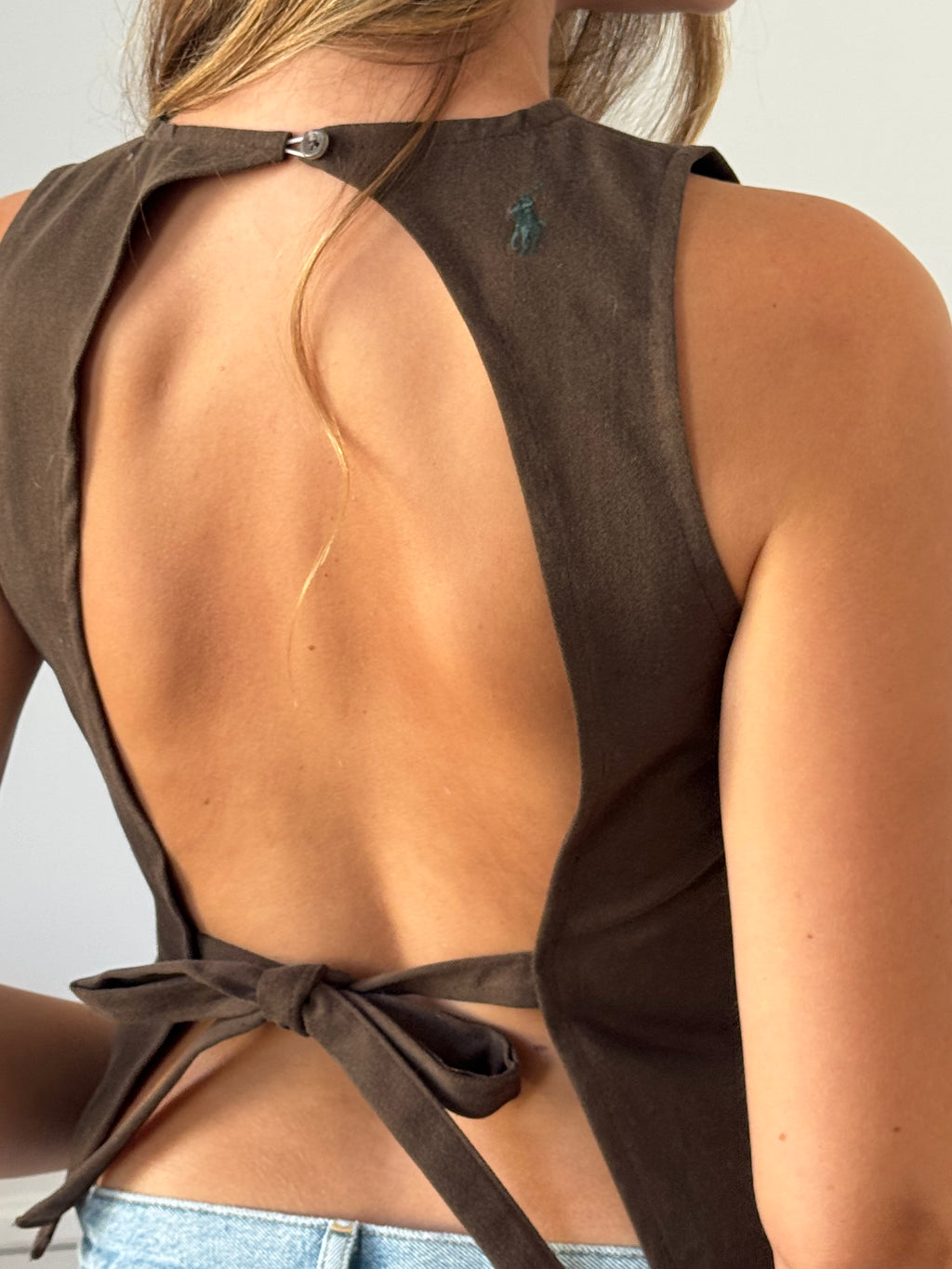 Top dos nu upcyclé chocolat - S