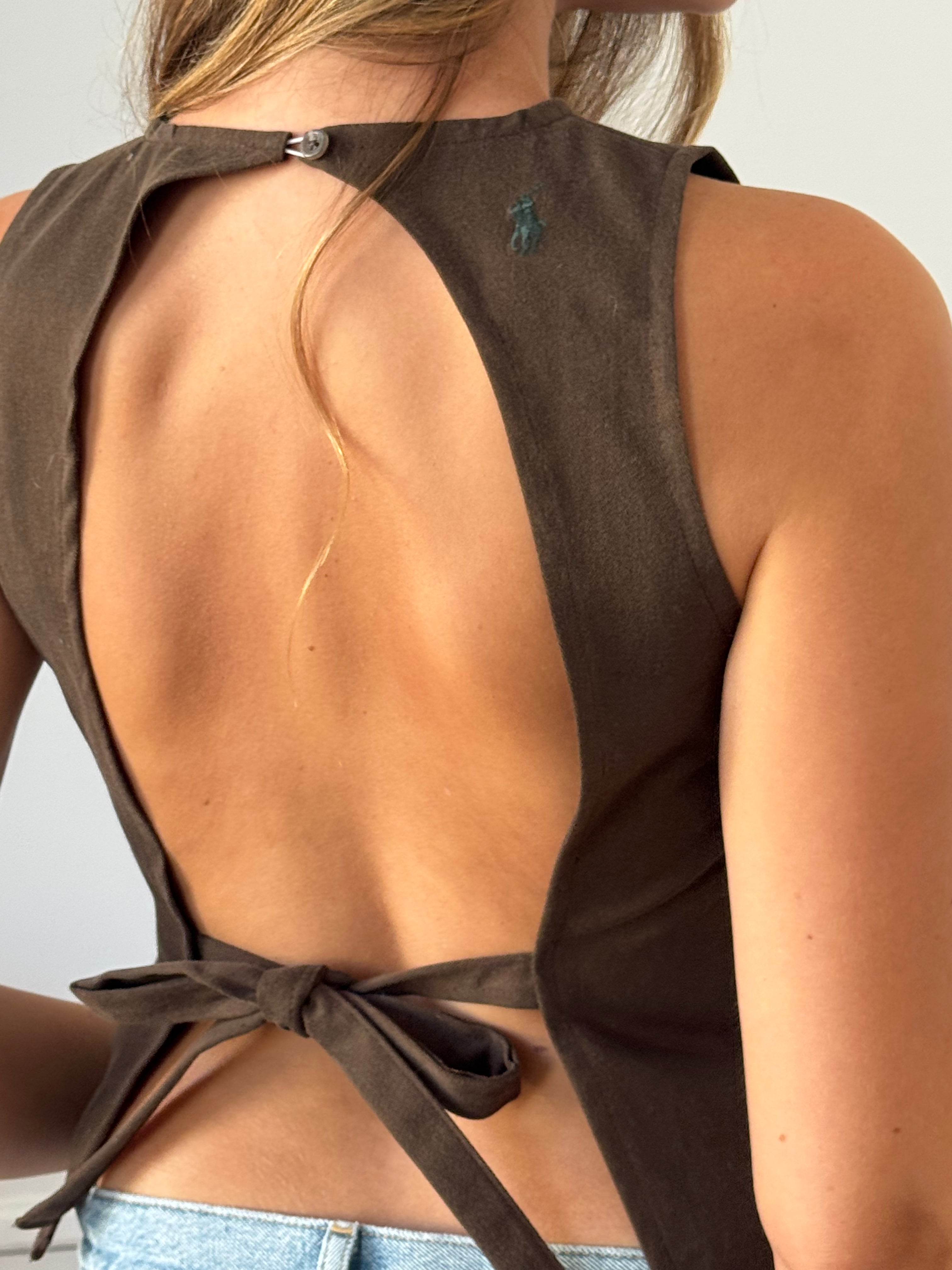 Top dos nu upcyclé chocolat - S