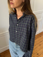 Chemise upcyclée dos nu à carreaux - S/M