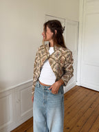 Veste courte upcyclée à fleurs